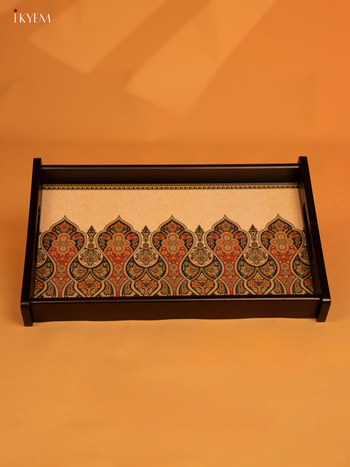 Ornate Paisley Wooden -Tray Medium-Wenge -KL18116