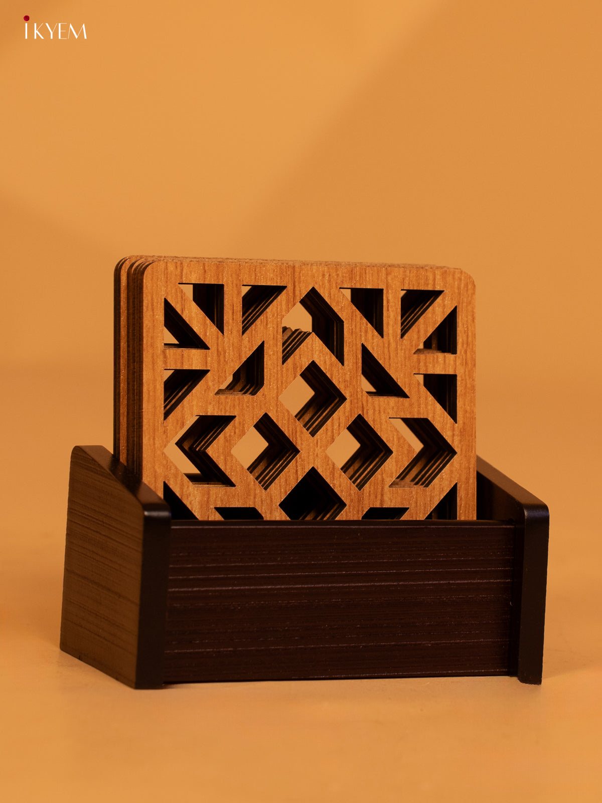 Geometric Wooden - Laser Coaster set of 6 - KL18146