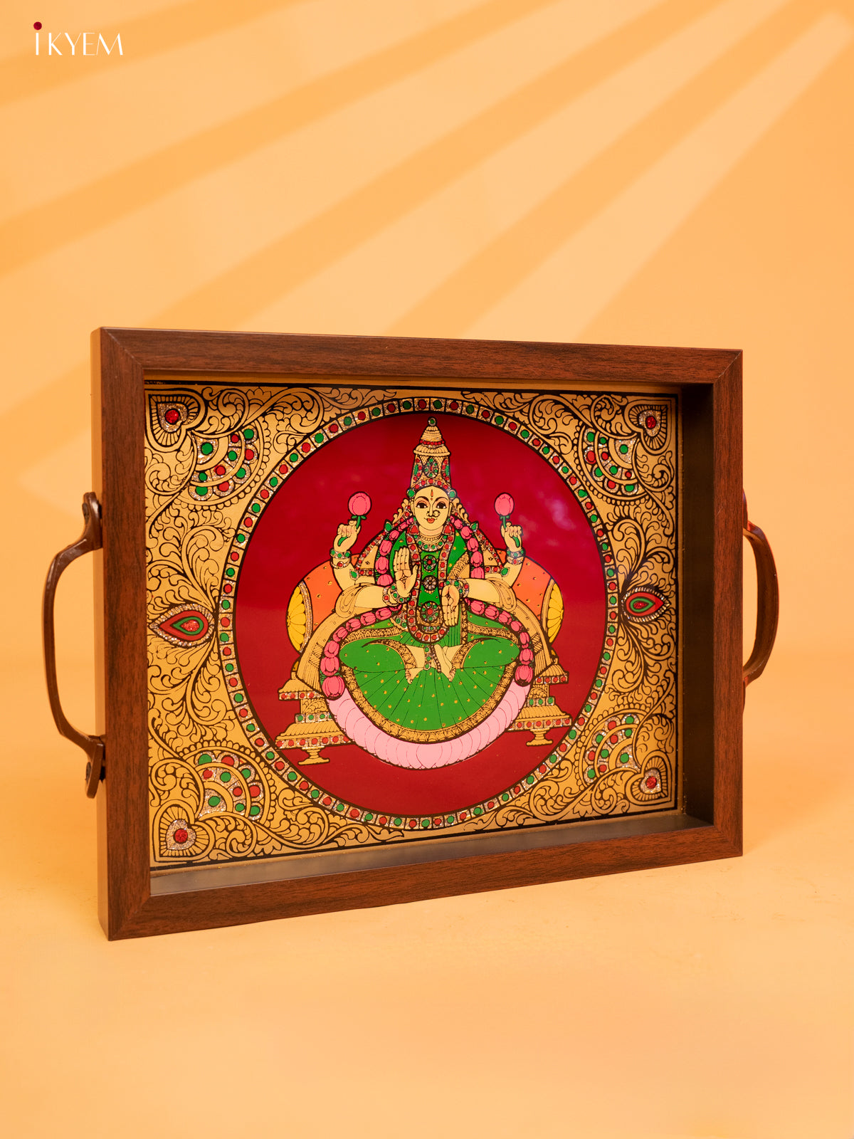 Reverse Glass Painted Tray (8x10) - Lakshmi - KL25113