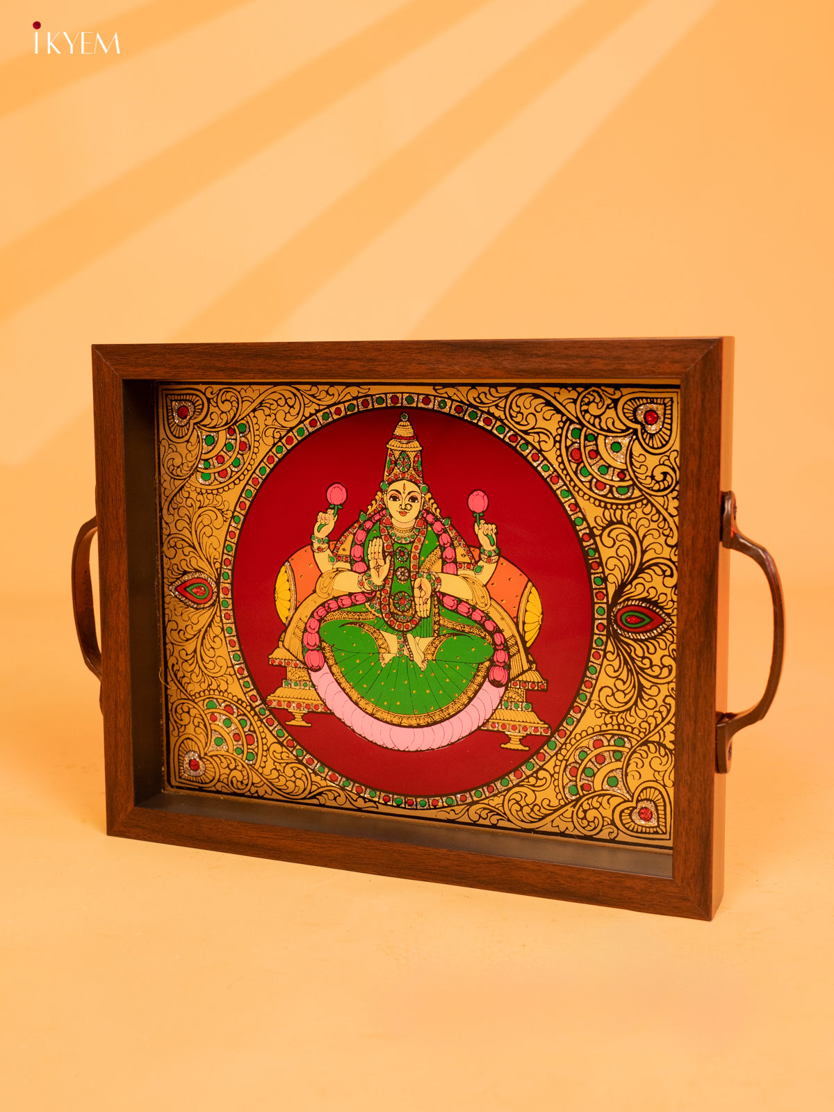 Reverse Glass Painted Tray (8x10) - Lakshmi - KL25113