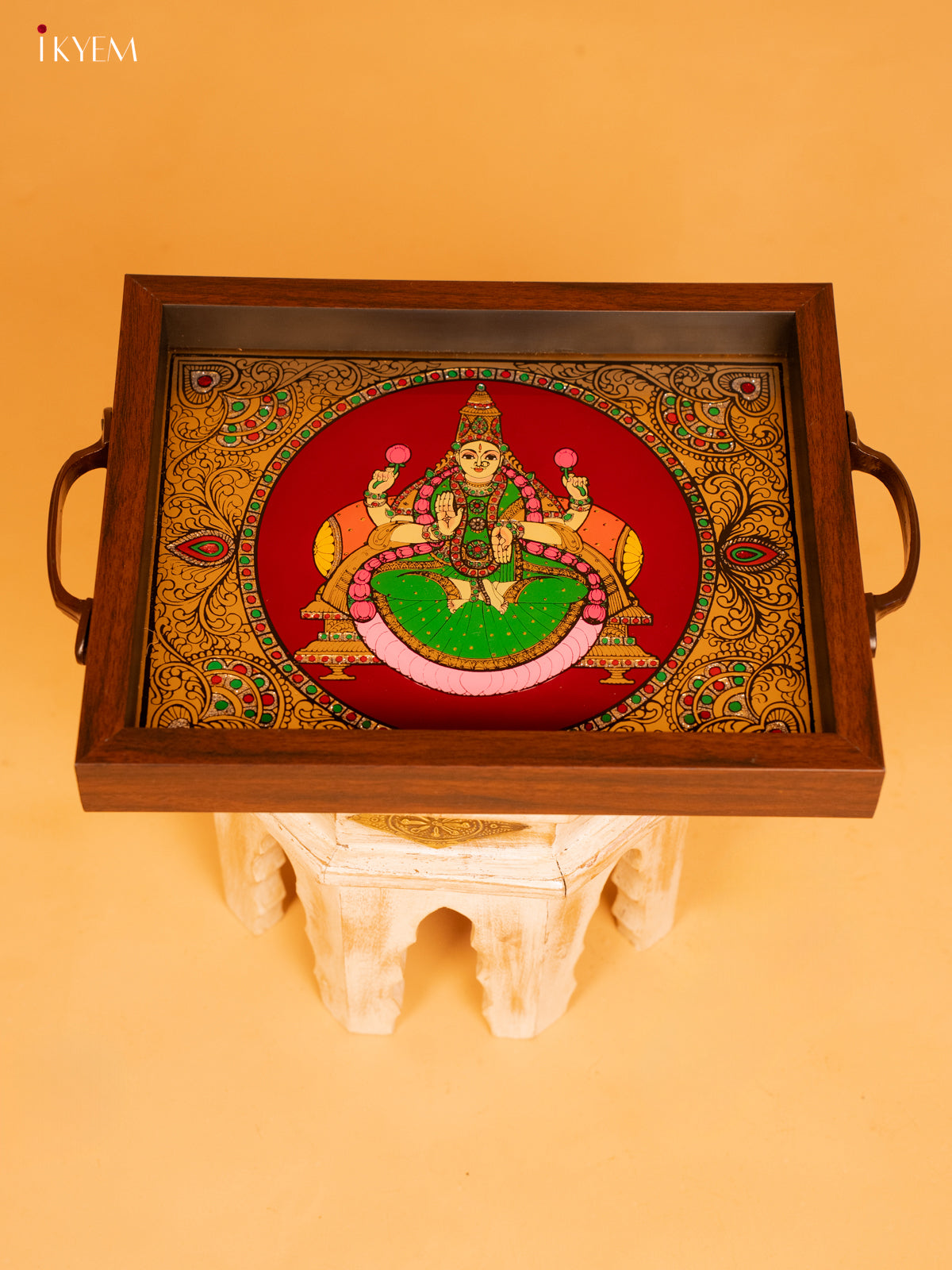 Reverse Glass Painted Tray (8x10) - Lakshmi - KL25113