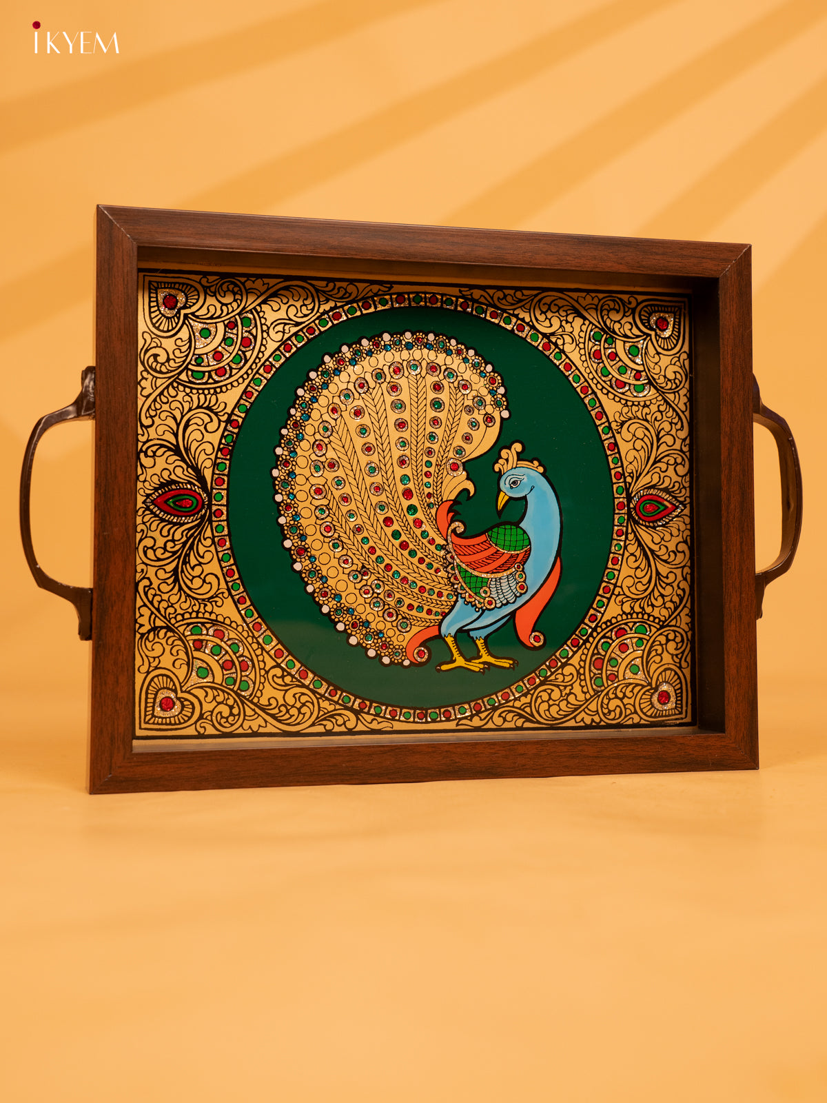 Reverse Glass Painted Tray (8x10) - Annapakshi - KL25114