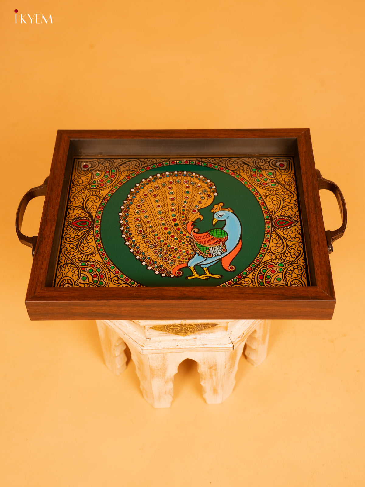 Reverse Glass Painted Tray (8x10) - Annapakshi - KL25114