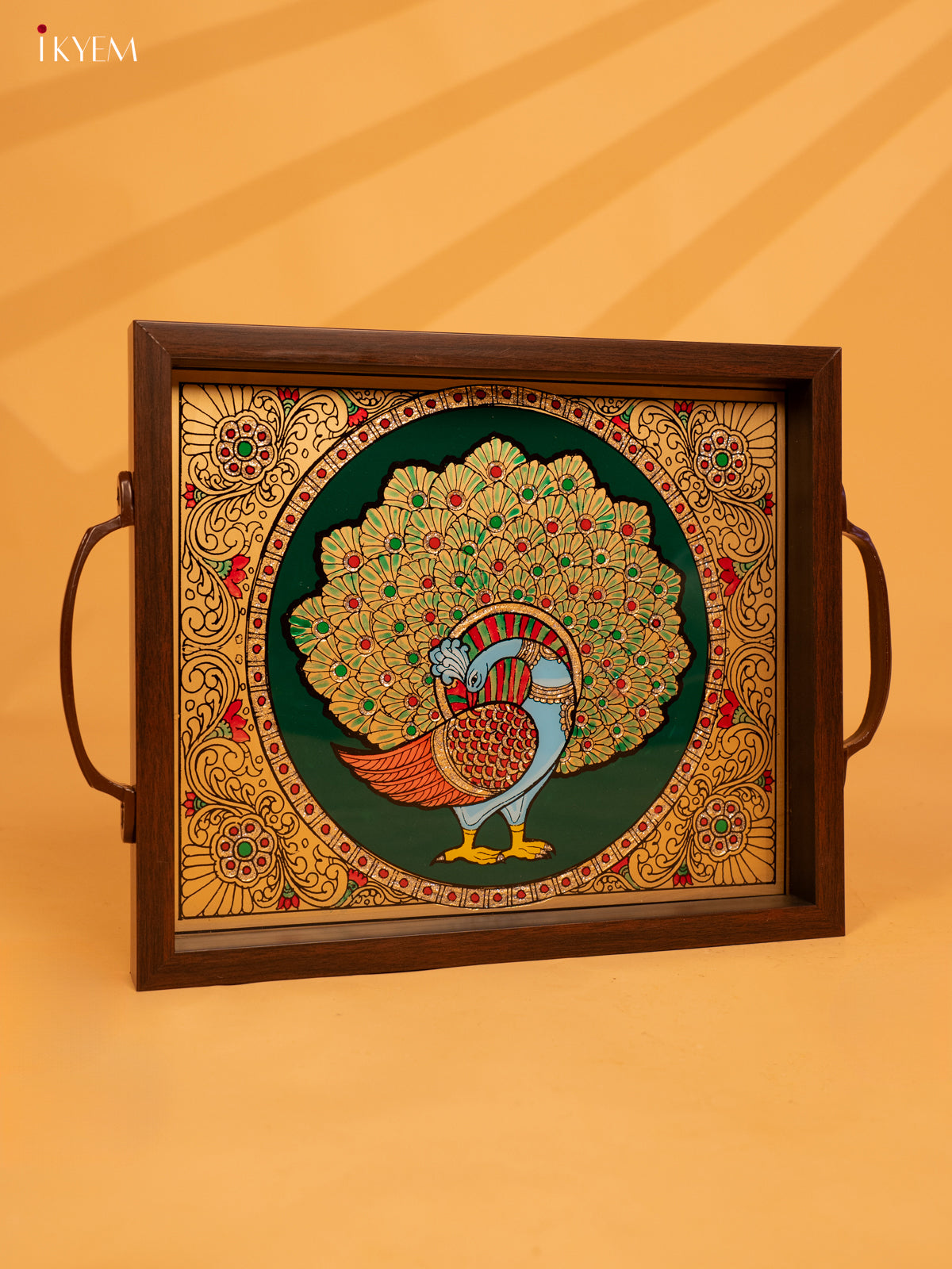 Reverse Glass Painted Tray (10x12) - Peacock - KL25116