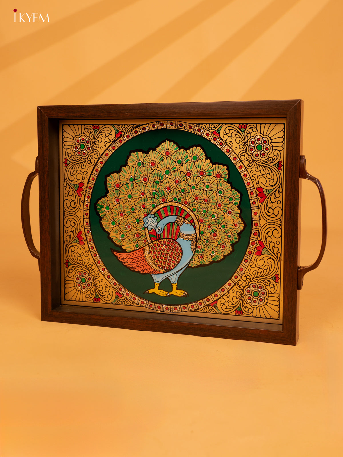 Reverse Glass Painted Tray (10x12) - Peacock - KL25116