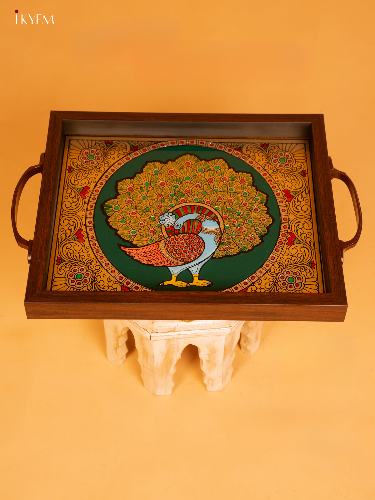 Reverse Glass Painted Tray (10x12) - Peacock - KL25116