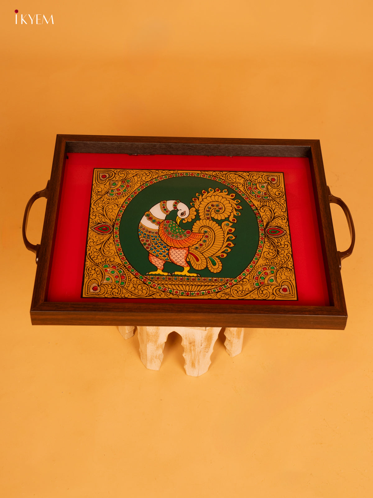 Reverse Glass Painted Tray (12x15) - Peacock - KL25119