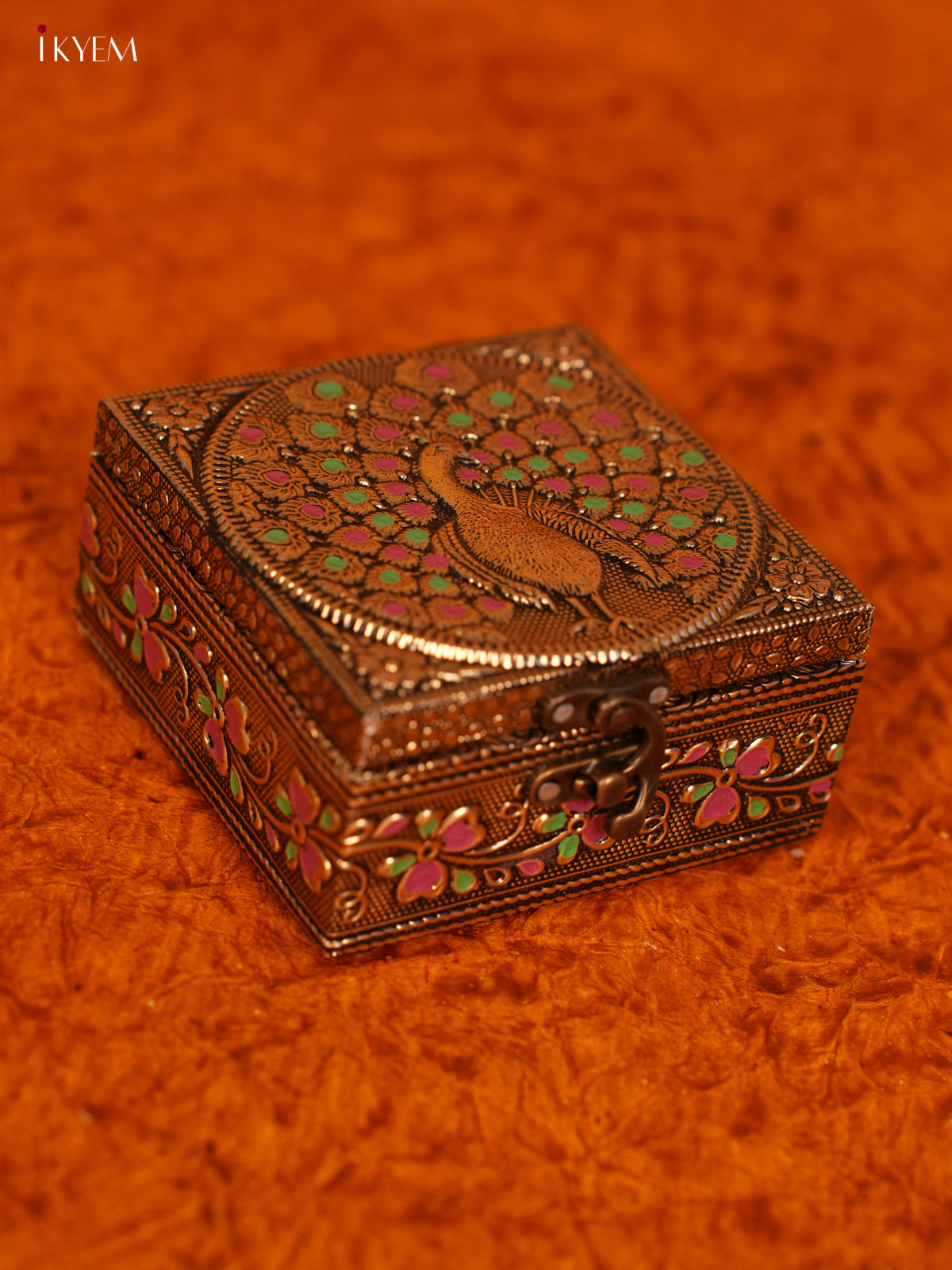 Gold Oxidized Peacock Trinket Box - KL31111