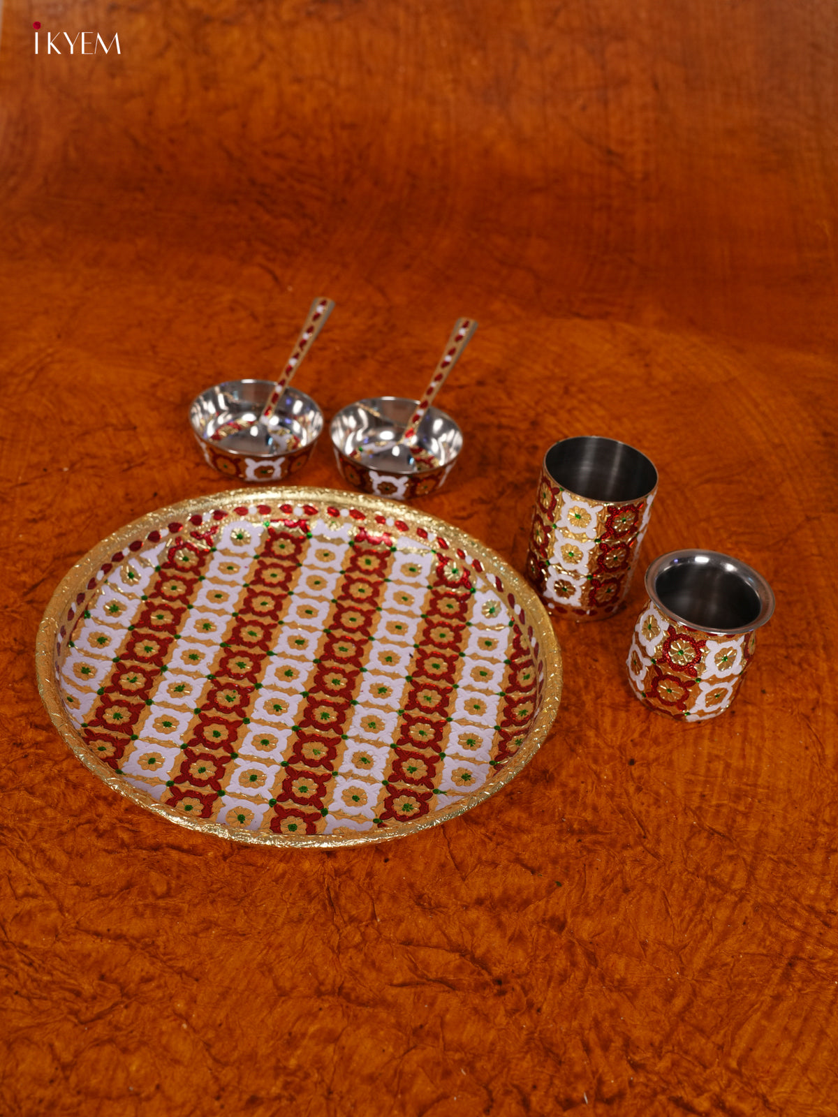 Meenakari Pooja Thali Set - KL31117