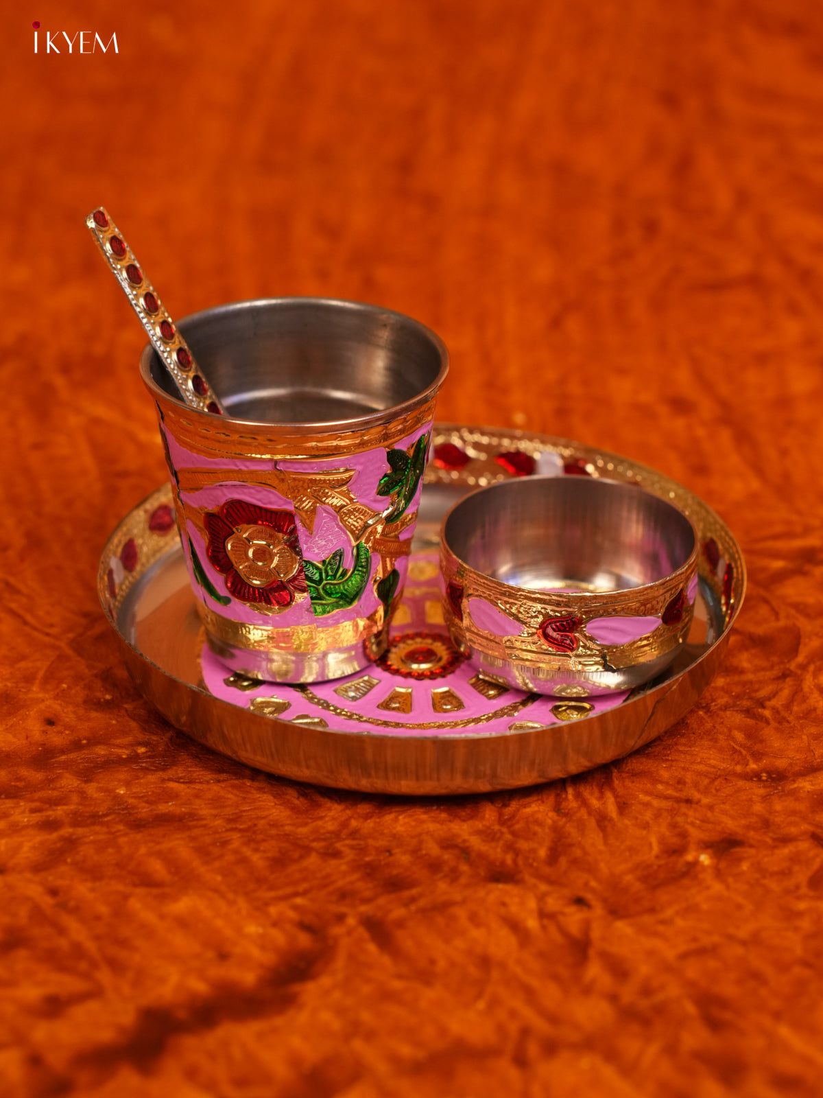 Meenakari Baby Thali Set - Pink - KL31122